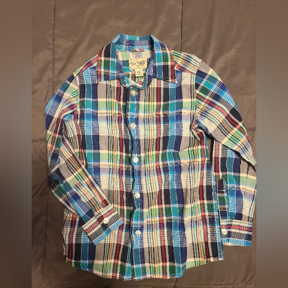 Boy's Plaid Long Sleeve Button Up Shirt 👕 Size S-5/6